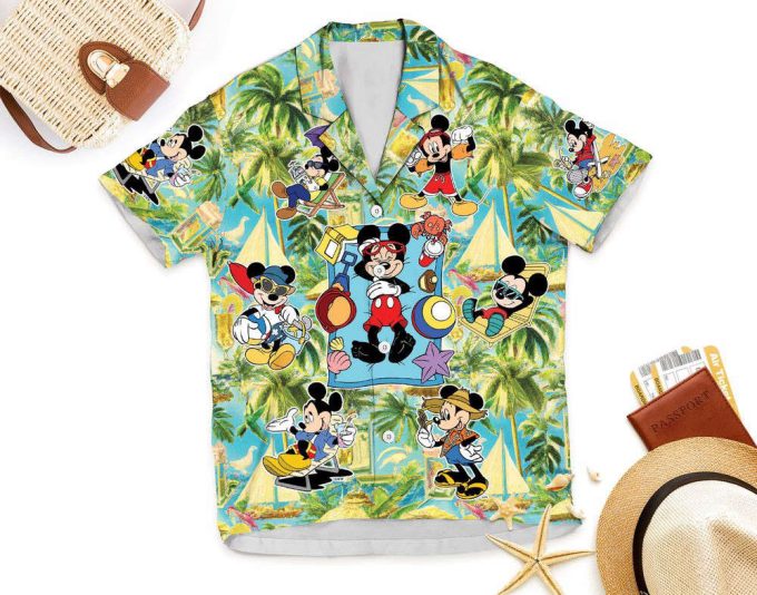 Mickey Aloha Button Up Shirt, Summer Disney Hawaiian Shirt, Disneyland Vacation 6