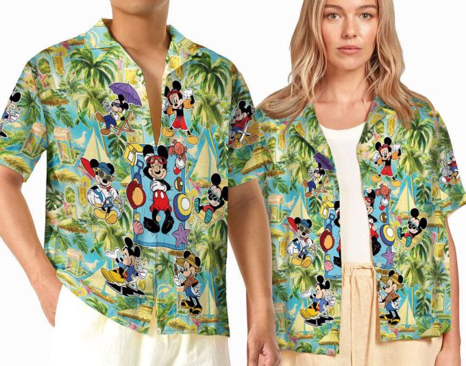 Mickey Aloha Button Up Shirt, Summer Disney Hawaiian Shirt, Disneyland Vacation 7