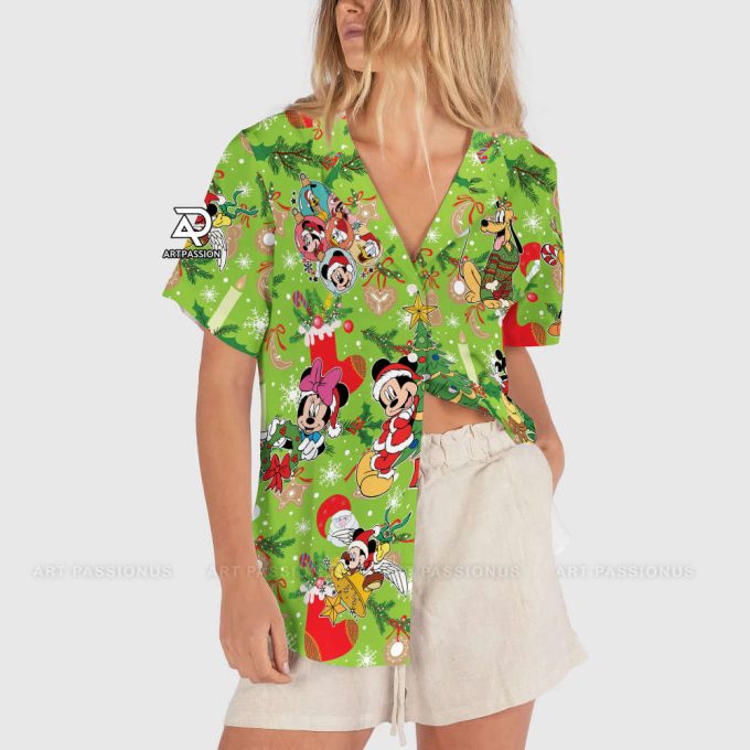 Mickey And Friends Christmas Hawaiian Shirt, Green Disney Hawaiian Shirt 3