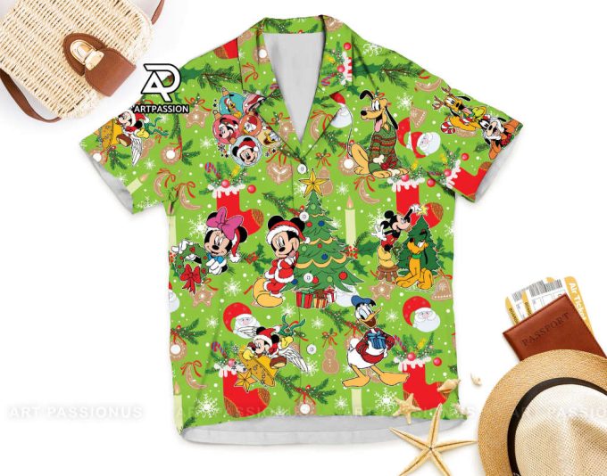 Mickey And Friends Christmas Hawaiian Shirt, Green Disney Hawaiian Shirt 5