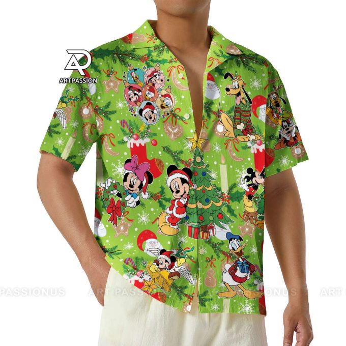 Mickey And Friends Christmas Hawaiian Shirt, Green Disney Hawaiian Shirt 6