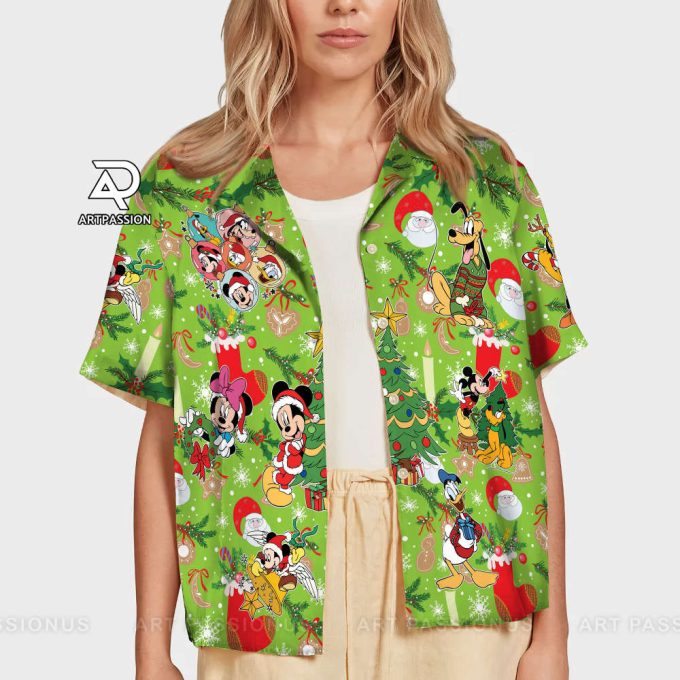 Mickey And Friends Christmas Hawaiian Shirt, Green Disney Hawaiian Shirt 7