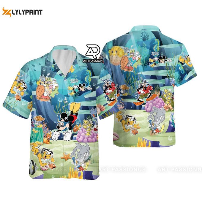 Mickey And Friends Hawaii Shirt, Mickey Aloha Shirt, Disney Hawaiian Shirt, Summer Vacation Button Up Shirt, Disney Cruise Shirt 1