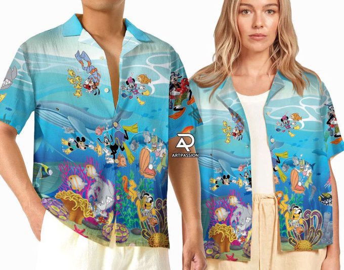 Mickey And Friends Hawaiian Shirt, Tropical Mickey Beach Hawaii Shirt, Disney Cruise Aloha Shirt, Disneyland Summer Button Up Shirt 2