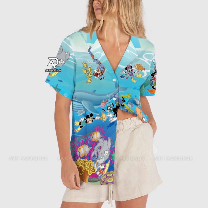 Mickey And Friends Hawaiian Shirt, Tropical Mickey Beach Hawaii Shirt, Disney Cruise Aloha Shirt, Disneyland Summer Button Up Shirt 3