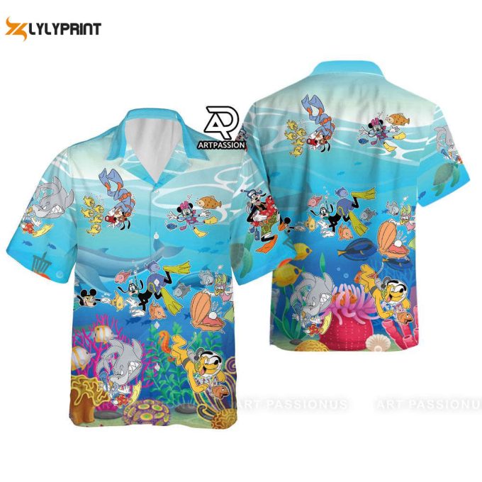 Mickey And Friends Hawaiian Shirt, Tropical Mickey Beach Hawaii Shirt, Disney Cruise Aloha Shirt, Disneyland Summer Button Up Shirt 1