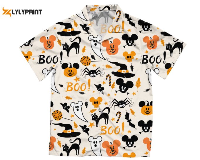 Mickey Mouse Boo Ghost Pumpkin Hawaiian Shirt, Disney Fall Spooky Season Hawaii Shirts, Disney Halloween Night Party 1