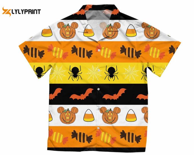 Mickey Mouse Pumpkin Candy Corn Hawaiian Shirt, Disney Fall Spooky Season Hawaii Shirts, Disney Halloween Night Party 1