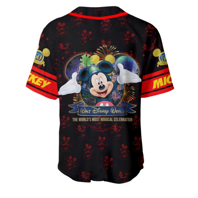 Mickey Mouse Red Disney 50Th Anniversary Baseball Jersey 2