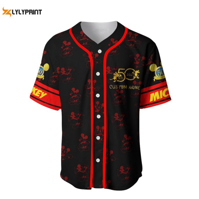 Mickey Mouse Red Disney 50Th Anniversary Baseball Jersey 1