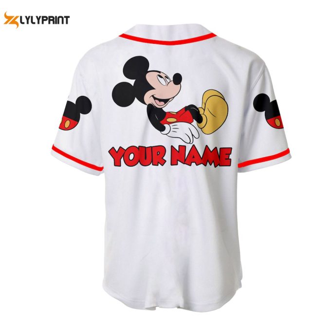 Mickey Mouse White Red Disney Custom Baseball Jersey Personalized Shirt 1