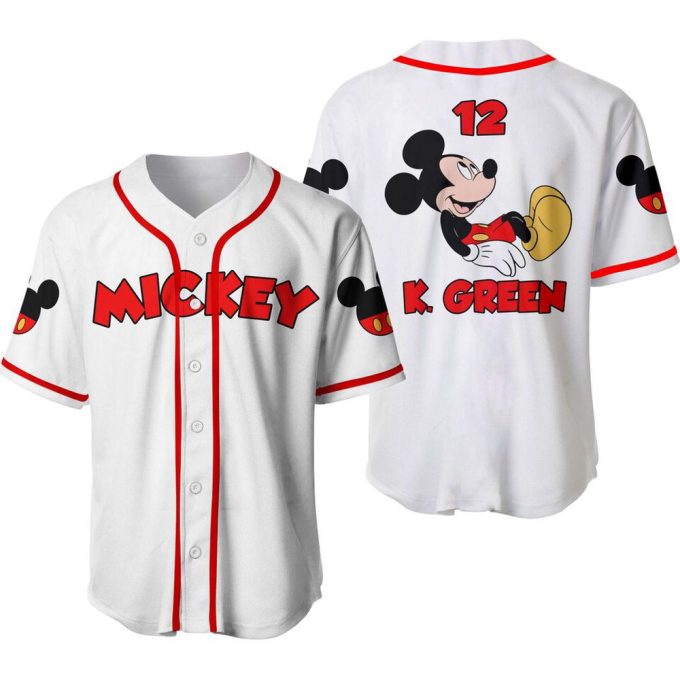 Mickey Mouse White Red Disney Custom Baseball Jersey Personalized Shirt 2
