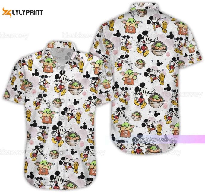 Mickey Shirt, Mickey Hawaiian Shirt, Mickey Button Shirt, Baby Yoda Hawaii Shirt 2