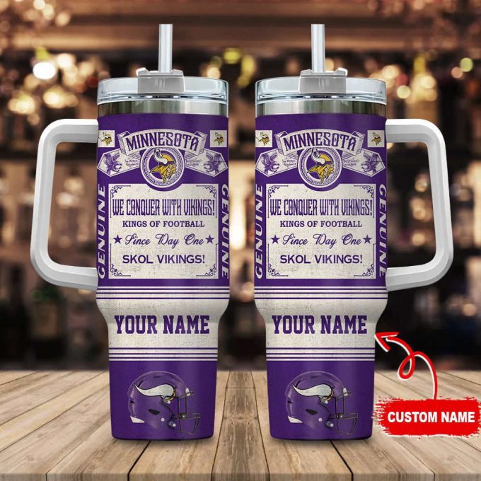 Minnesota Vikings Nfl Vintage King Of Football Custom Name 40Oz Stanley Tumbler 2