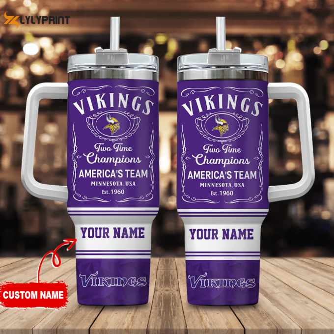 Minnesota Vikings Personalized Nfl Jack Daniel’s 40Oz Stanley Tumbler 1