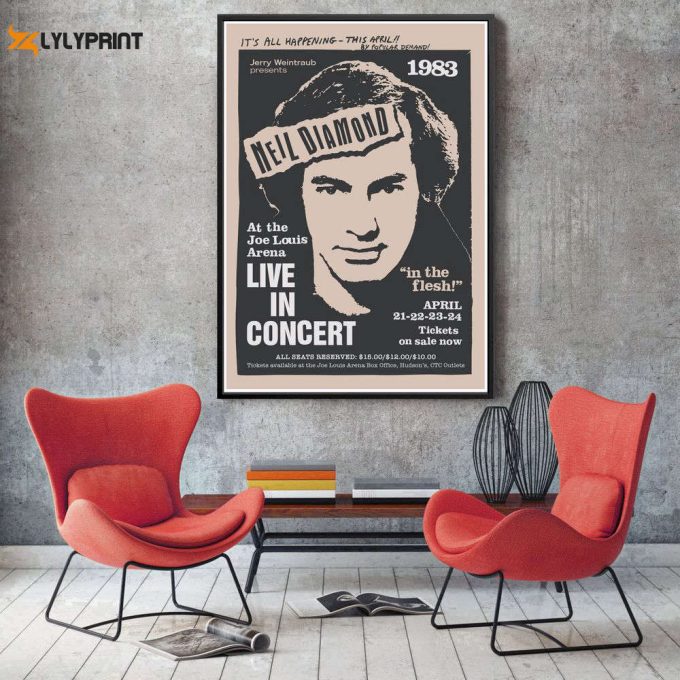 Music Poster - Neil Diamond 1983, Music Concert, Joe Louis Arena Poster 1