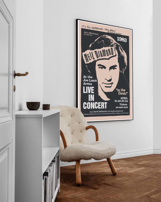 Music Poster - Neil Diamond 1983, Music Concert, Joe Louis Arena Poster 2