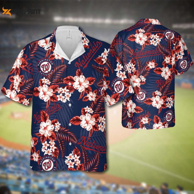 Nationals Baseball Hawaiian Flowers Pattern, Washington Baseball Hawaiian Shirt For Men Women 1