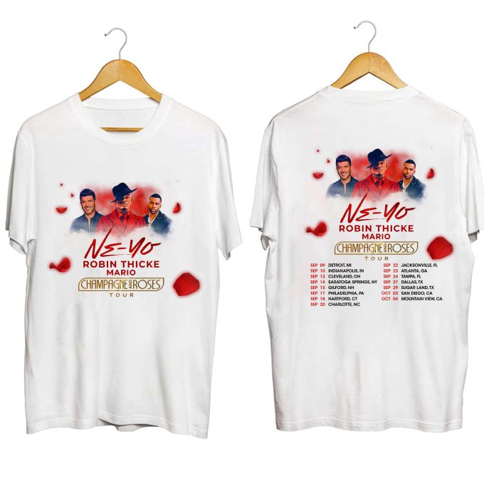 Champagne &Amp; Roses 2023 Tour Shirt: Ne-Yo Robin Thicke Mario Fan Shirt 2