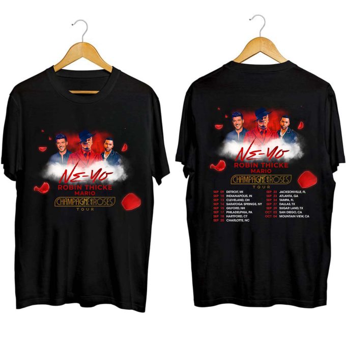 Champagne &Amp;Amp; Roses 2023 Tour Shirt: Ne-Yo Robin Thicke Mario Fan Shirt 1