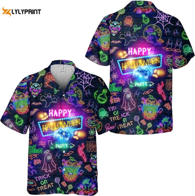 Neon Halloween Hawaiian Shirt, Horror Aloha Shirt 2