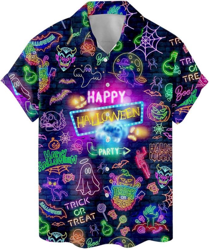 Neon Halloween Hawaiian Shirt, Horror Aloha Shirt 3