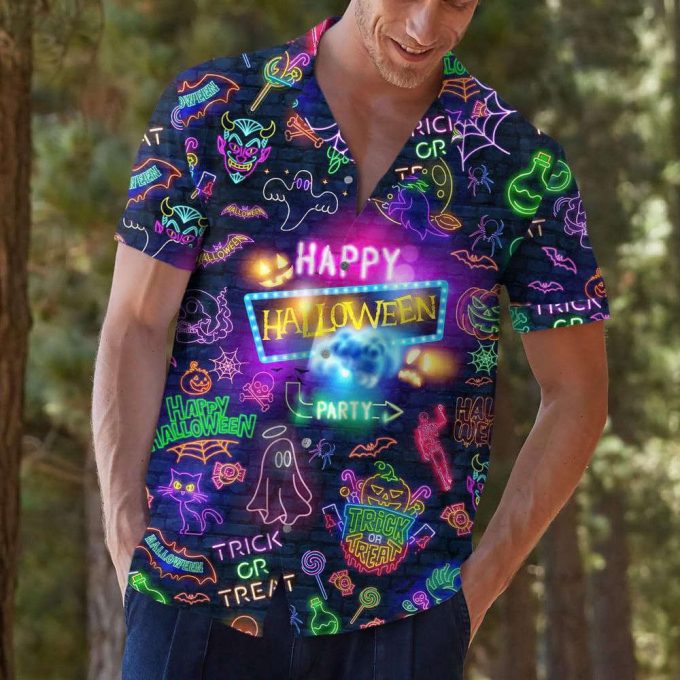 Neon Halloween Hawaiian Shirt, Horror Aloha Shirt 6