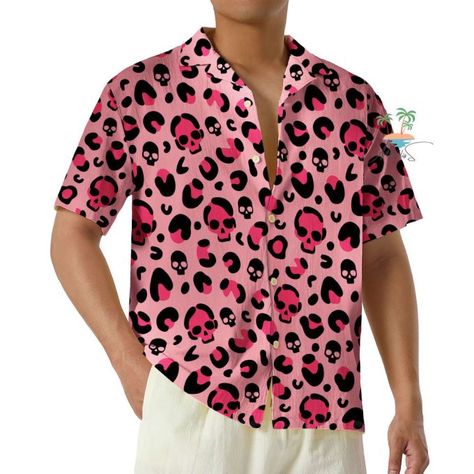 Neon Pink Skull Halloween Hawaiian Shirt 4