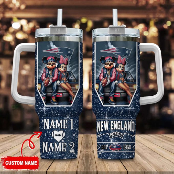 New England Patriots Nfl Mickey And Minnie Couple 40Oz Stanley Tumbler Custom Name 2