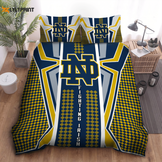 Notre Dame Fighting Irish Duvet Cover Bedding Set Gift For Fans 2024 Bd616 1