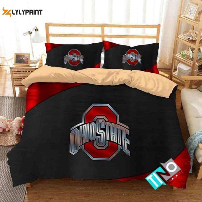 Ohio State Buckeyes Duvet Cover Bedding Set Gift For Fans 1