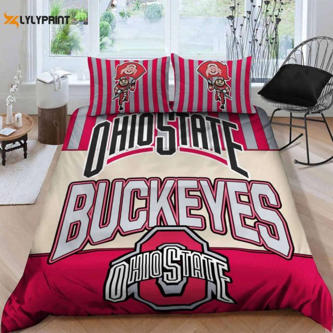 Ohio State Buckeyes Duvet Cover Bedding Set Gift For Fans 1