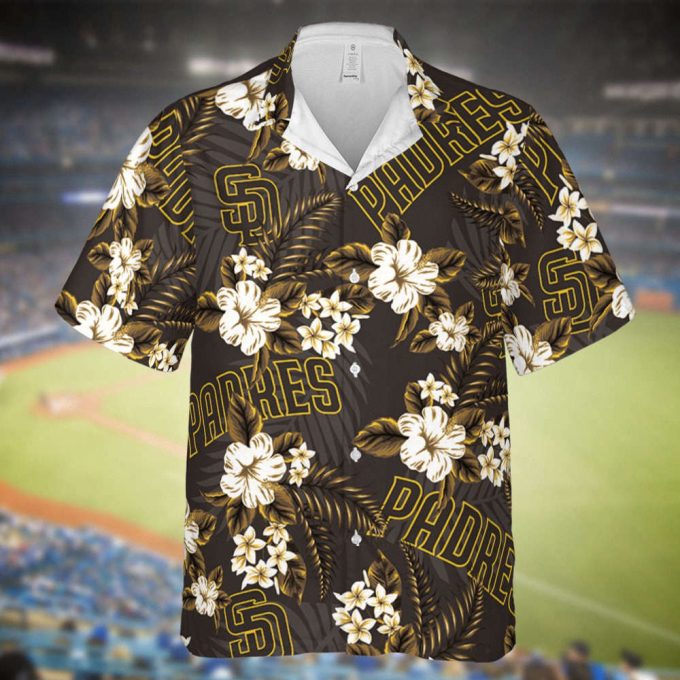 Padres Baseball Hawaiian Flowers Pattern, San Diego Baseball Hawaiian Shirt For Men Women 2