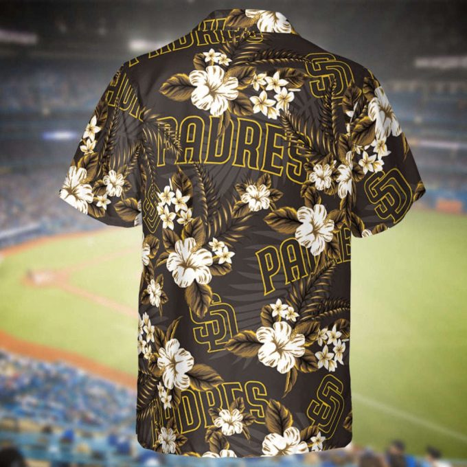 Padres Baseball Hawaiian Flowers Pattern, San Diego Baseball Hawaiian Shirt For Men Women 3