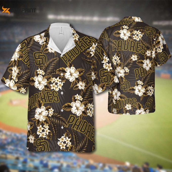 Padres Baseball Hawaiian Flowers Pattern, San Diego Baseball Hawaiian Shirt For Men Women 1