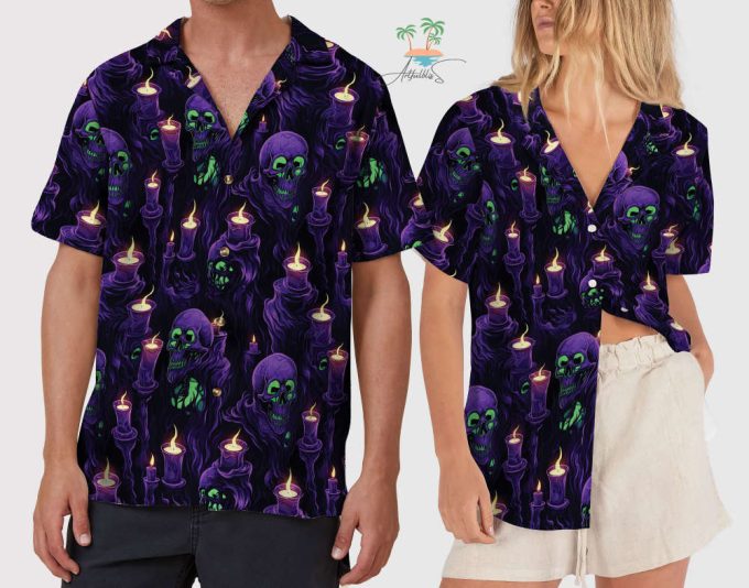 Pastel Goth Skeleton Halloween Hawaiian Shirt 4