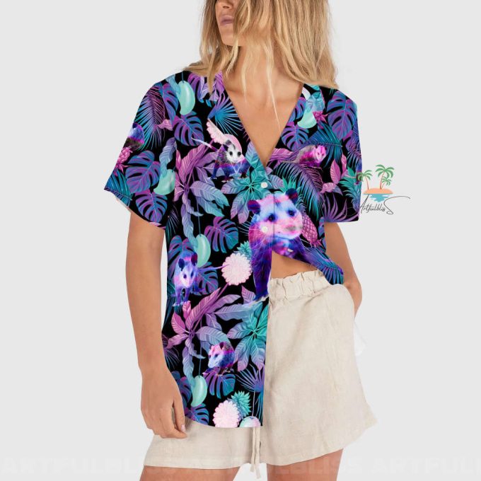 Pastel Opossum Jungle Hawaiian Shirt 3