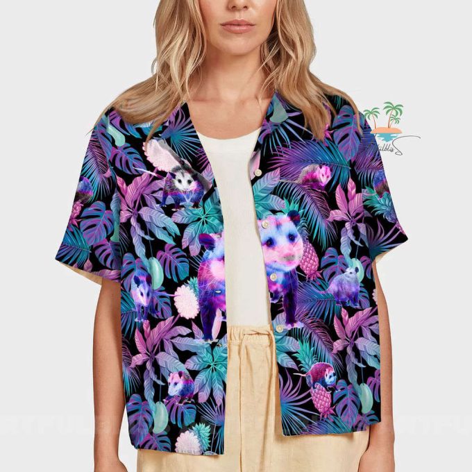 Pastel Opossum Jungle Hawaiian Shirt 7