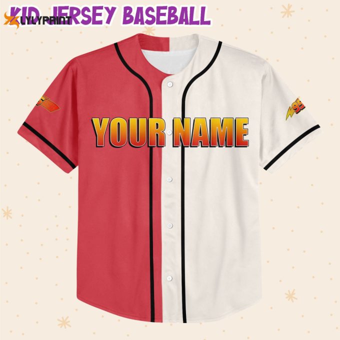 Personalize Cars Lightning Mcqueen Think Fast 95 Baseball Jersey 2