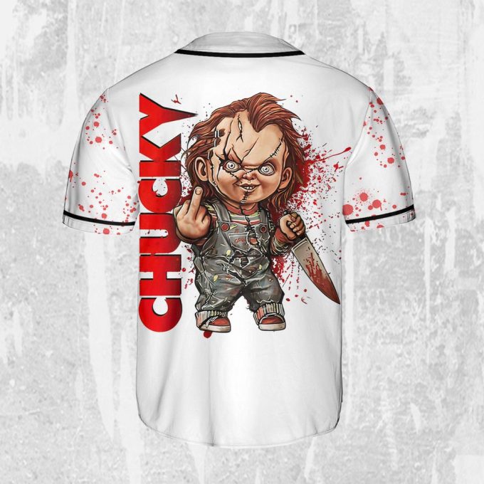Personalize Child'S Play Chucky Blood Jersey, Halloween Chucky Jersey, Chucky Baseball Jersey 3