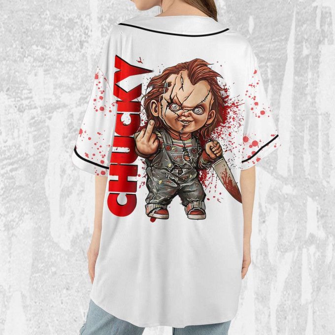 Personalize Child'S Play Chucky Blood Jersey, Halloween Chucky Jersey, Chucky Baseball Jersey 5