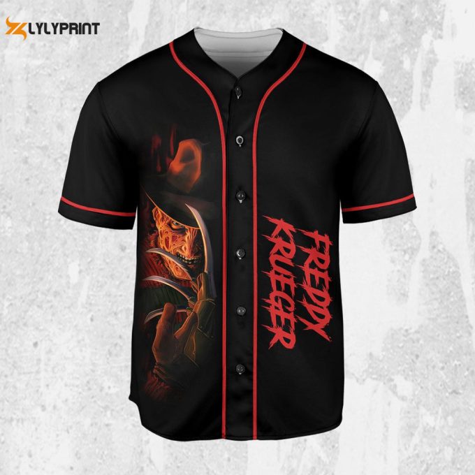 Personalize Freddy Krueger Horor Character Jersey, Horror Jersey, Freddy Baseball Jersey 2