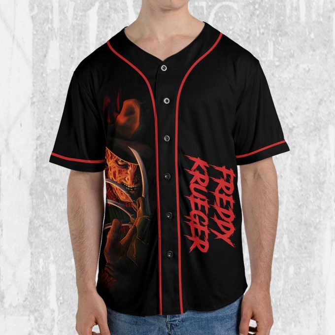 Personalize Freddy Krueger Horor Character Jersey, Horror Jersey, Freddy Baseball Jersey 4