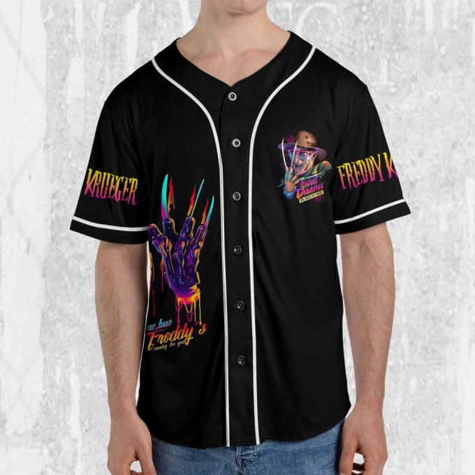 Personalize Freddy Krueger Neon Elm Street Jersey,Horror Jersey,Freddy Baseball Jersey 4