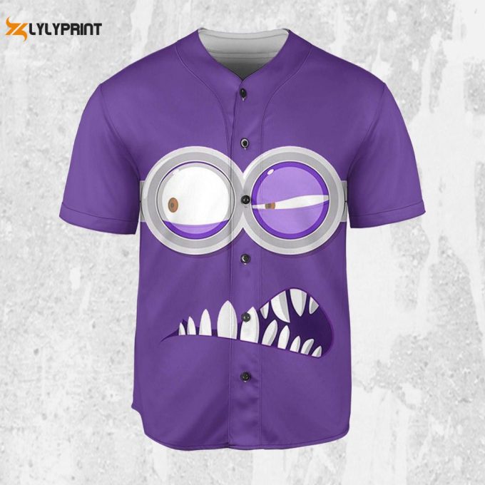 Personalize Minions Purple Evil Minion Baseball Jersey 2