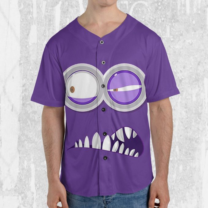 Personalize Minions Purple Evil Minion Baseball Jersey 4