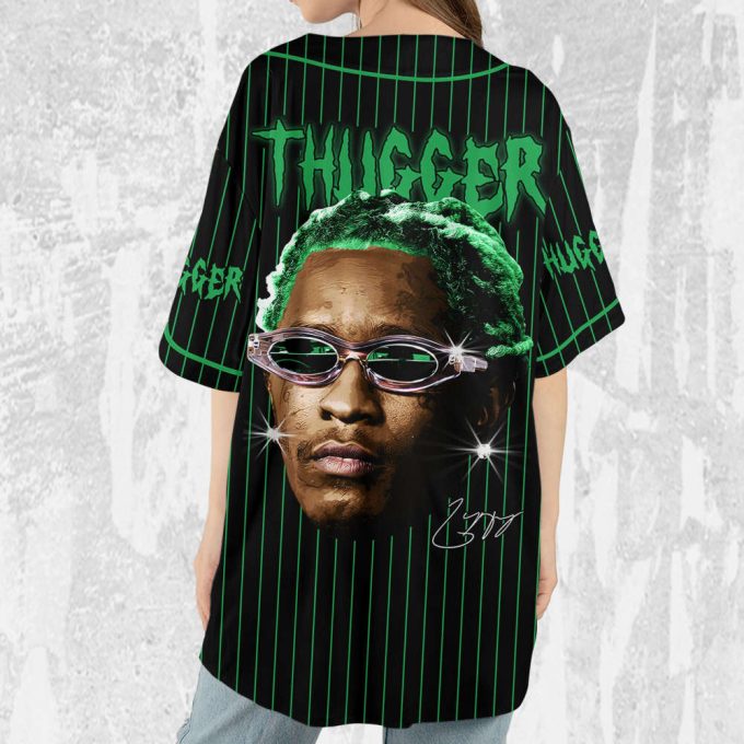 Personalize Young Thug Black And Green Jersey, Young Thug Baseball Jersey 4