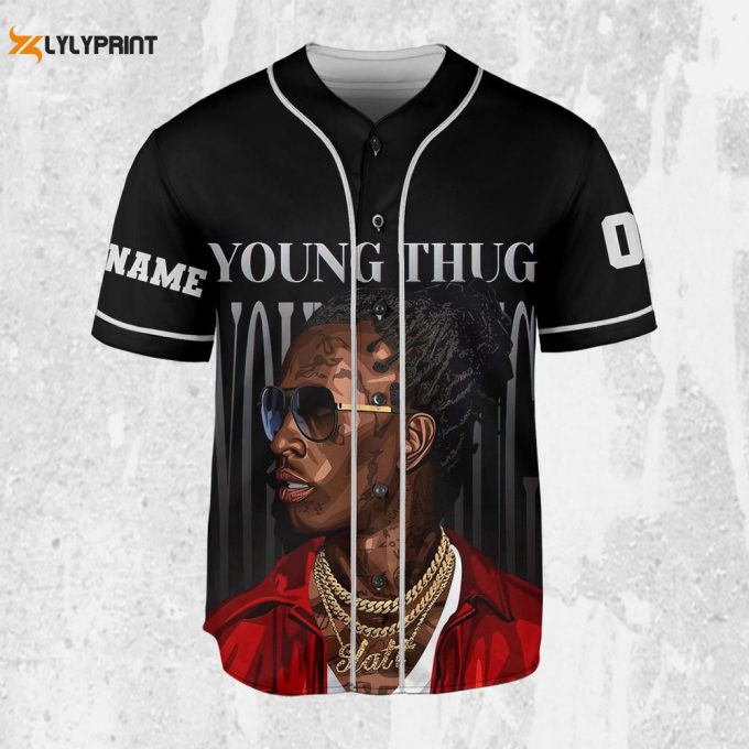 Personalize Young Thug Cool Black And Red Jersey, Young Thug Baseball Jersey 2