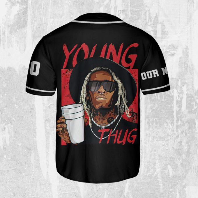 Personalize Young Thug Cool Black And Red Jersey, Young Thug Baseball Jersey 3