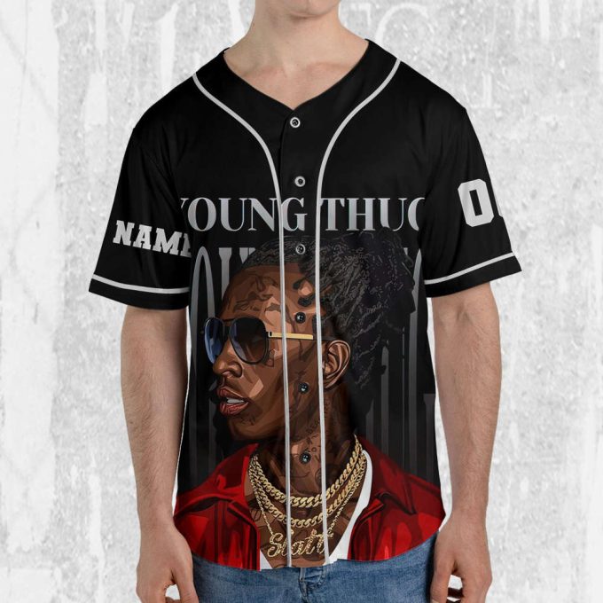 Personalize Young Thug Cool Black And Red Jersey, Young Thug Baseball Jersey 4